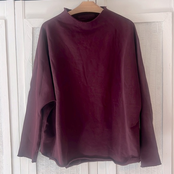 Frank & Eileen Tops - Frank & Eileen Tee Lab Effie Funnel Neck Capelet wine Sweatshirt Size Large